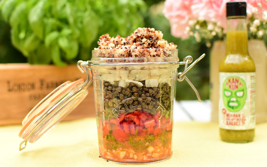 Jalapeño lentil quinoa salad