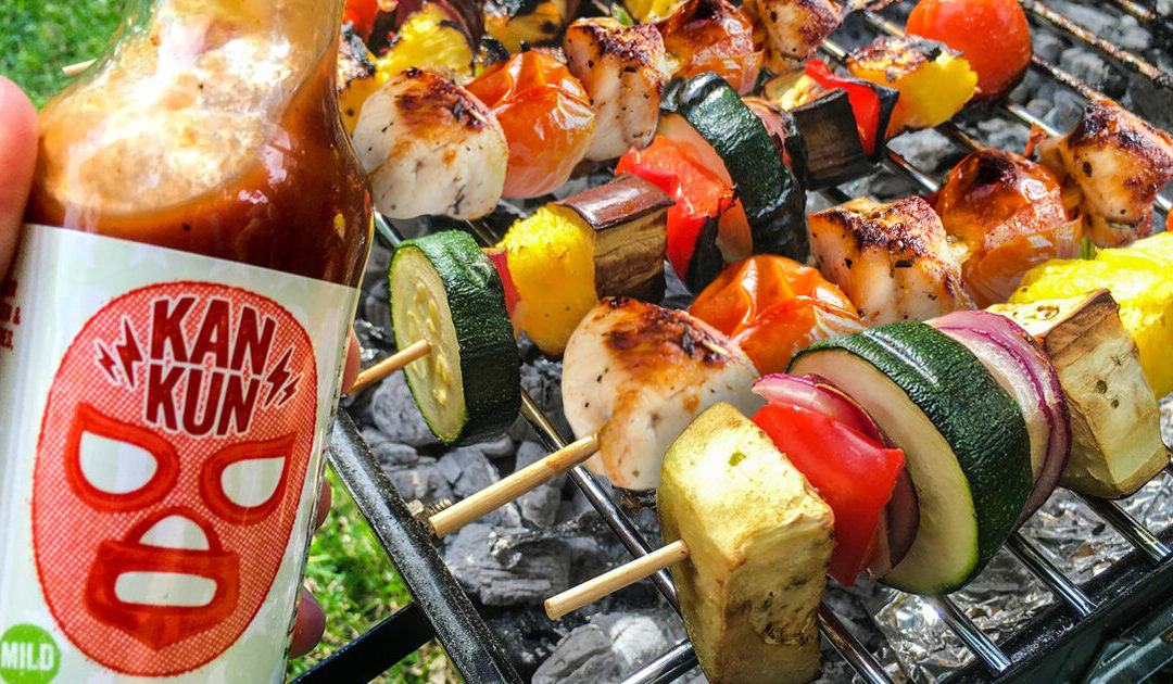 Spicy Chicken Kebab with Kankun Mexican Jalapeno Hot Sauce