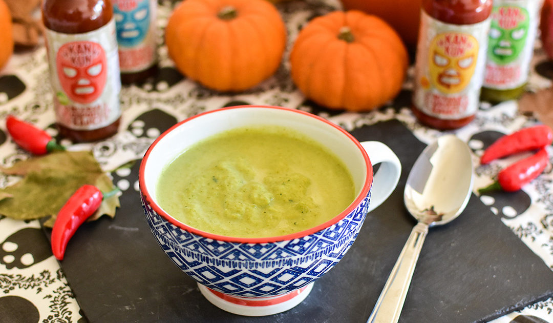 Leek & Broccoli Soup with Jalapeno Sauce