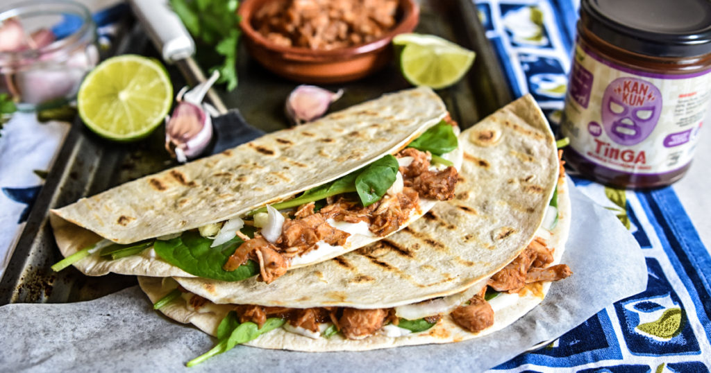 Tinga Quesadillas -tingadillas- Kankun® Sauce